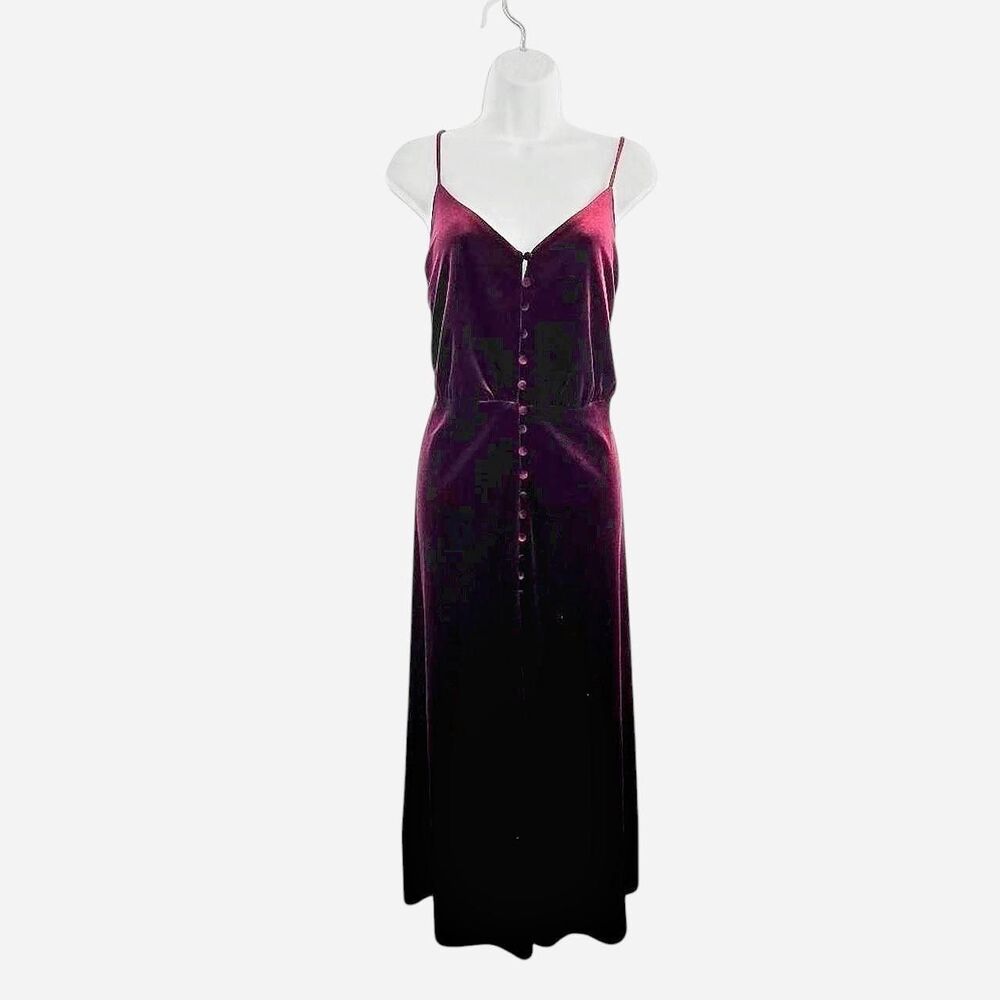 Lush Red Maroon Maxi Dress Velvet Wedding Guest Dress Size L